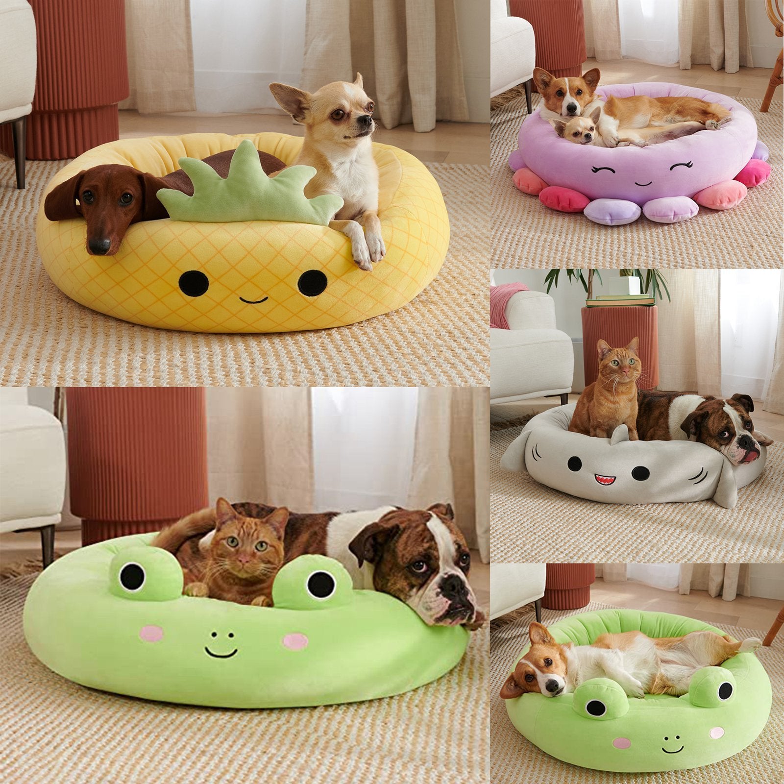 Animals And Fruits Super Soft Plush Pet Bed