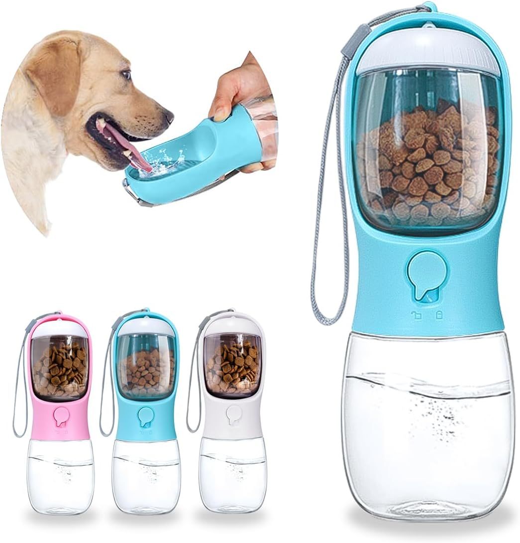 Dog Water Bottle With Food Container Portable