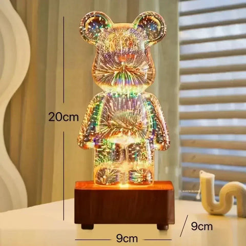 3D Fireworks Bear Lamp Usb Led Night Light Bedroom Decoration Cute Table Desk Projection Atmosphere 7 Color Changeable Kid Gift - Producktin