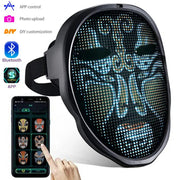 Bluetooth APP Control Smart LED Face Masks Programmable Change Face DIY Photoes For Party Display LED Light Mask For Halloween - Producktin
