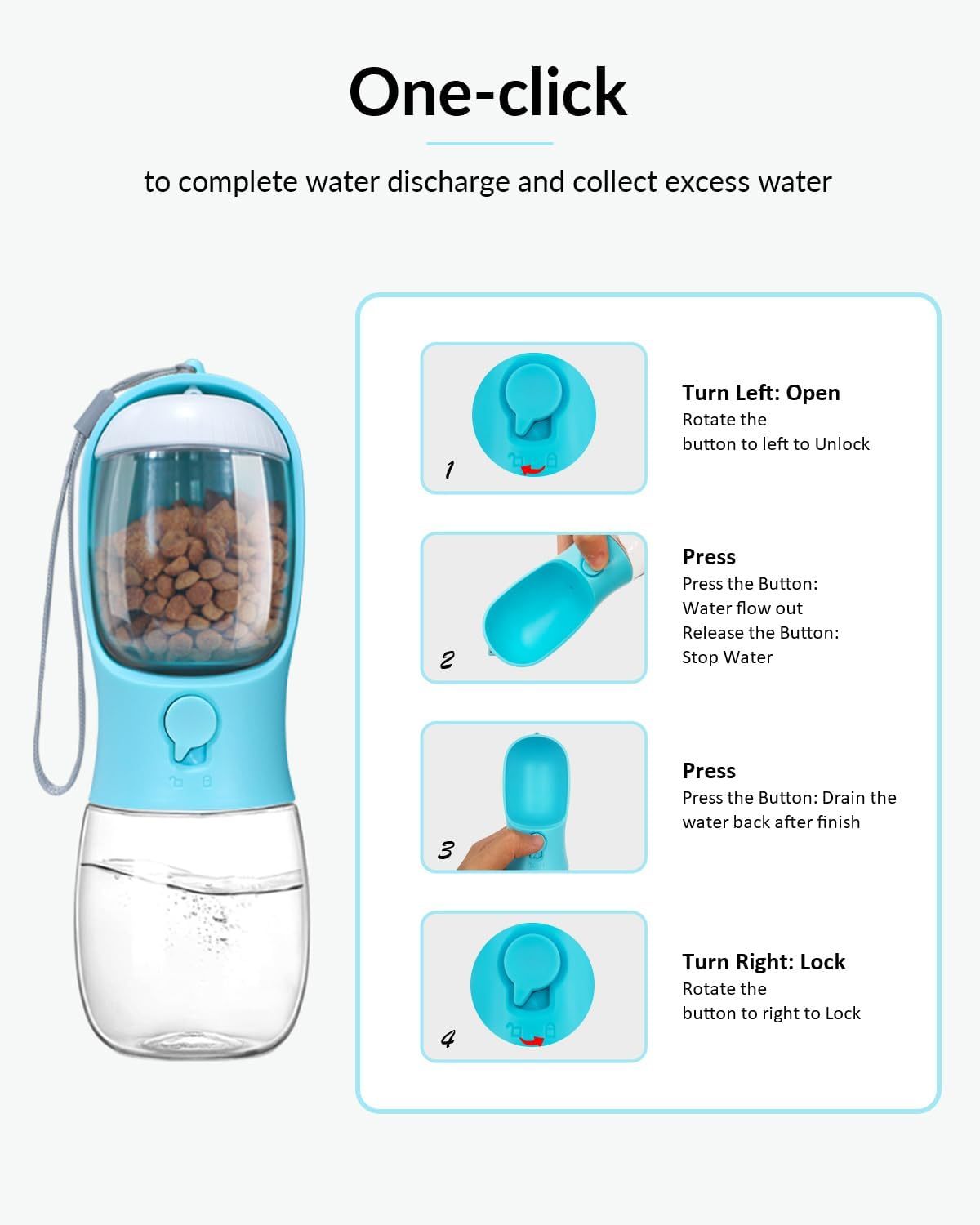 Dog Water Bottle With Food Container Portable